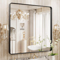 WEER 36x36 Inch Black Metal Framed Bathroom Mirror - Clean Modern