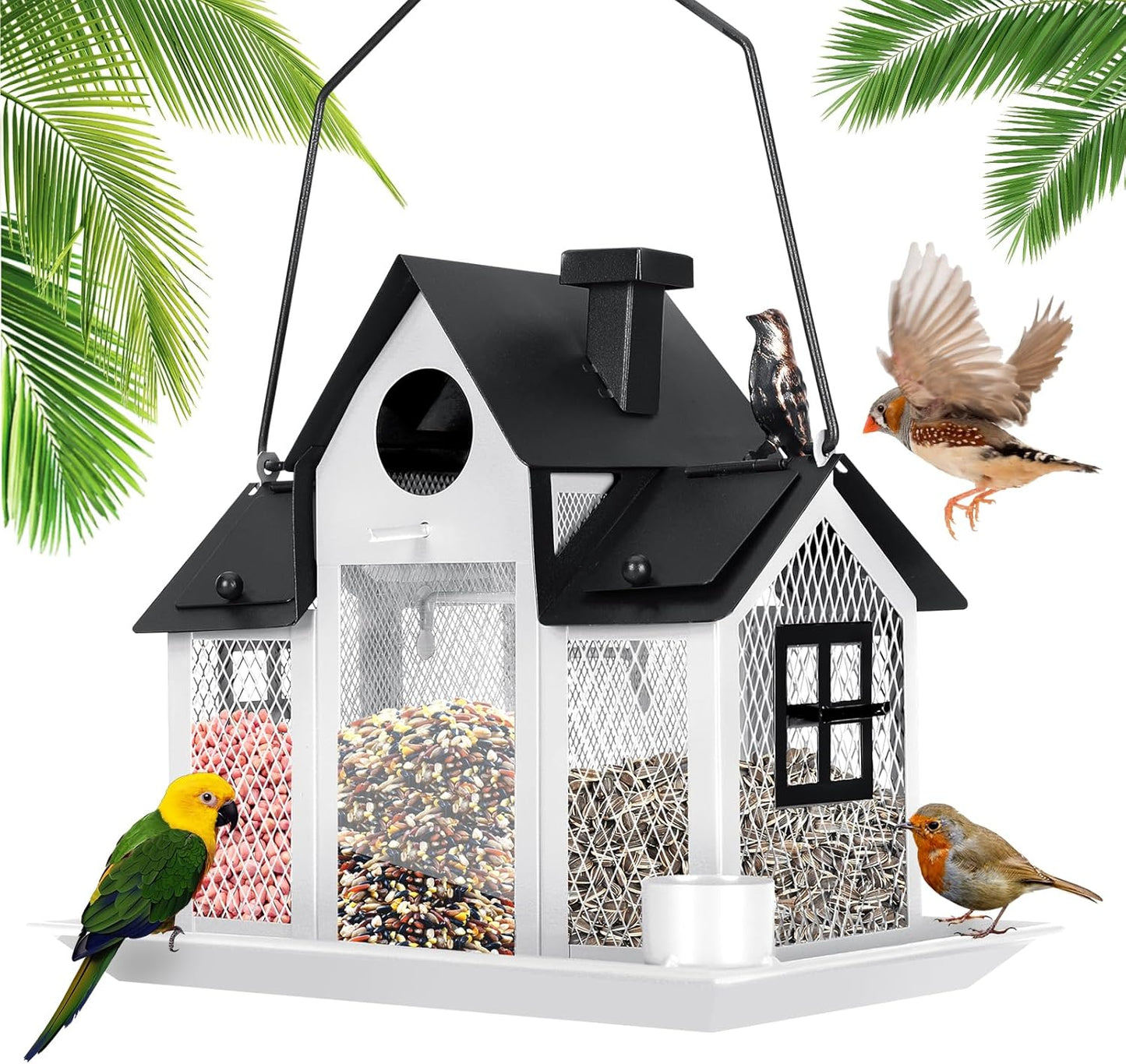 Solar Bird Feeders House for Outside with Large Capacity Design