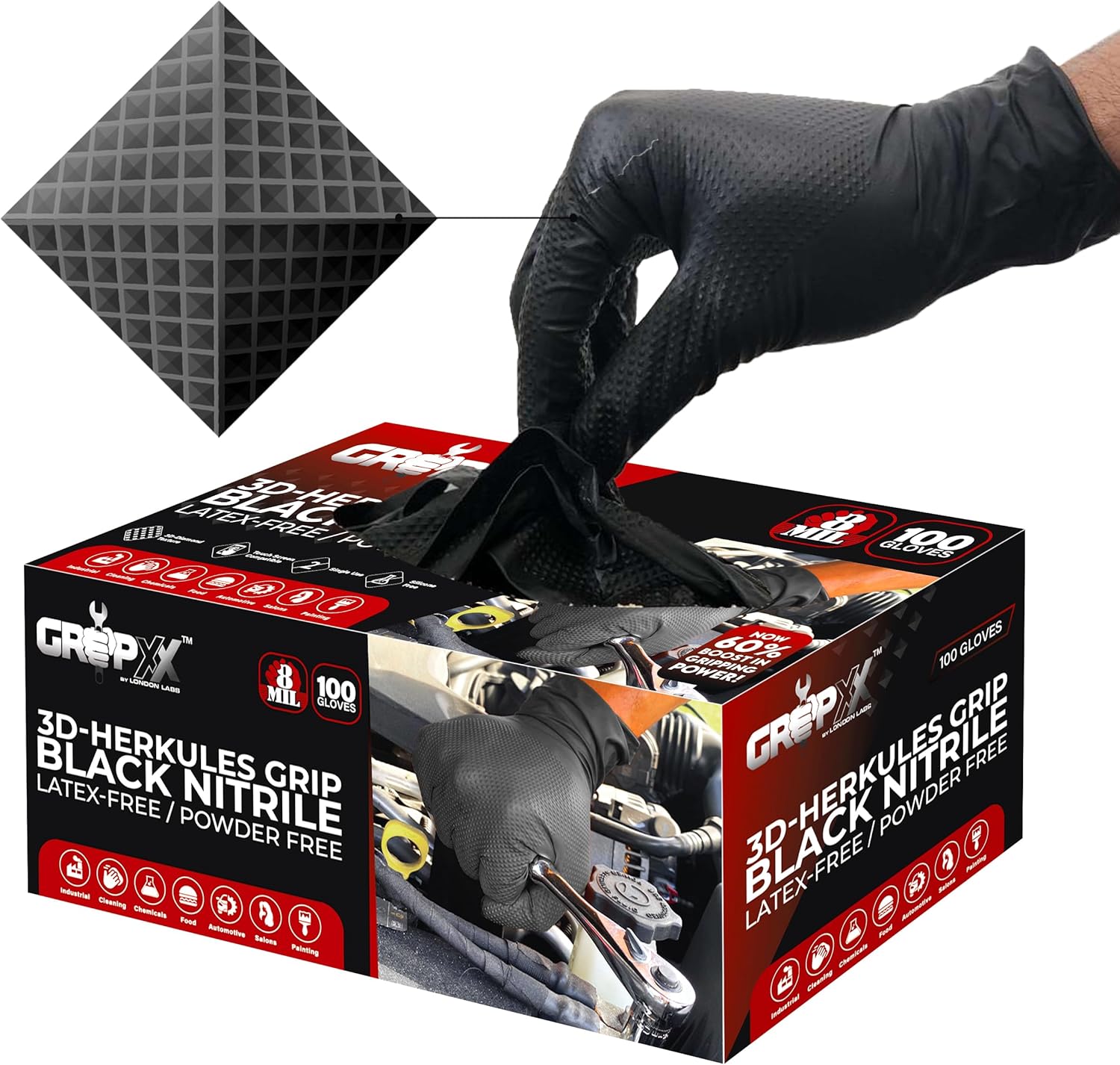 Ultimate Grip: Herkules 8Mil Black Nitrile Gloves - Mechanic