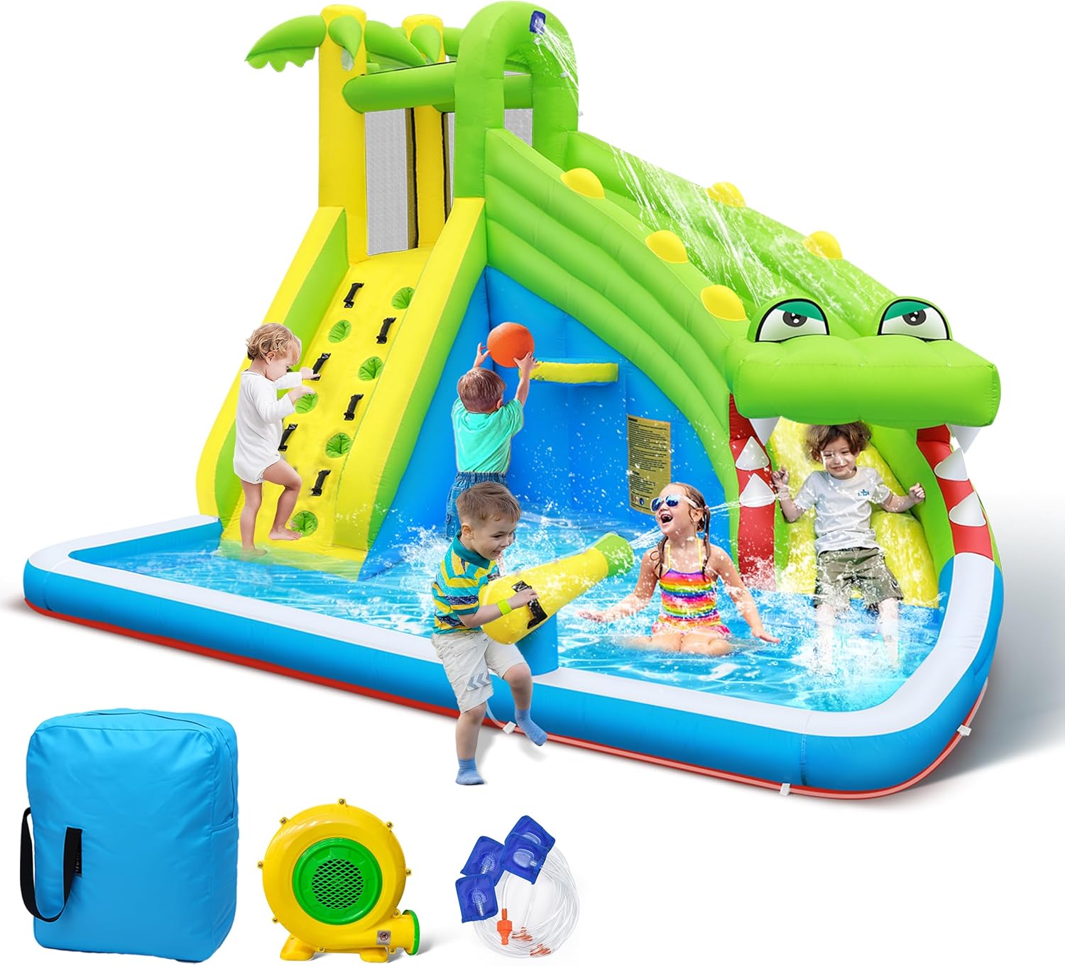 Culaluva Inflatable Water Slide: 5 in 1 Crocodile Fun