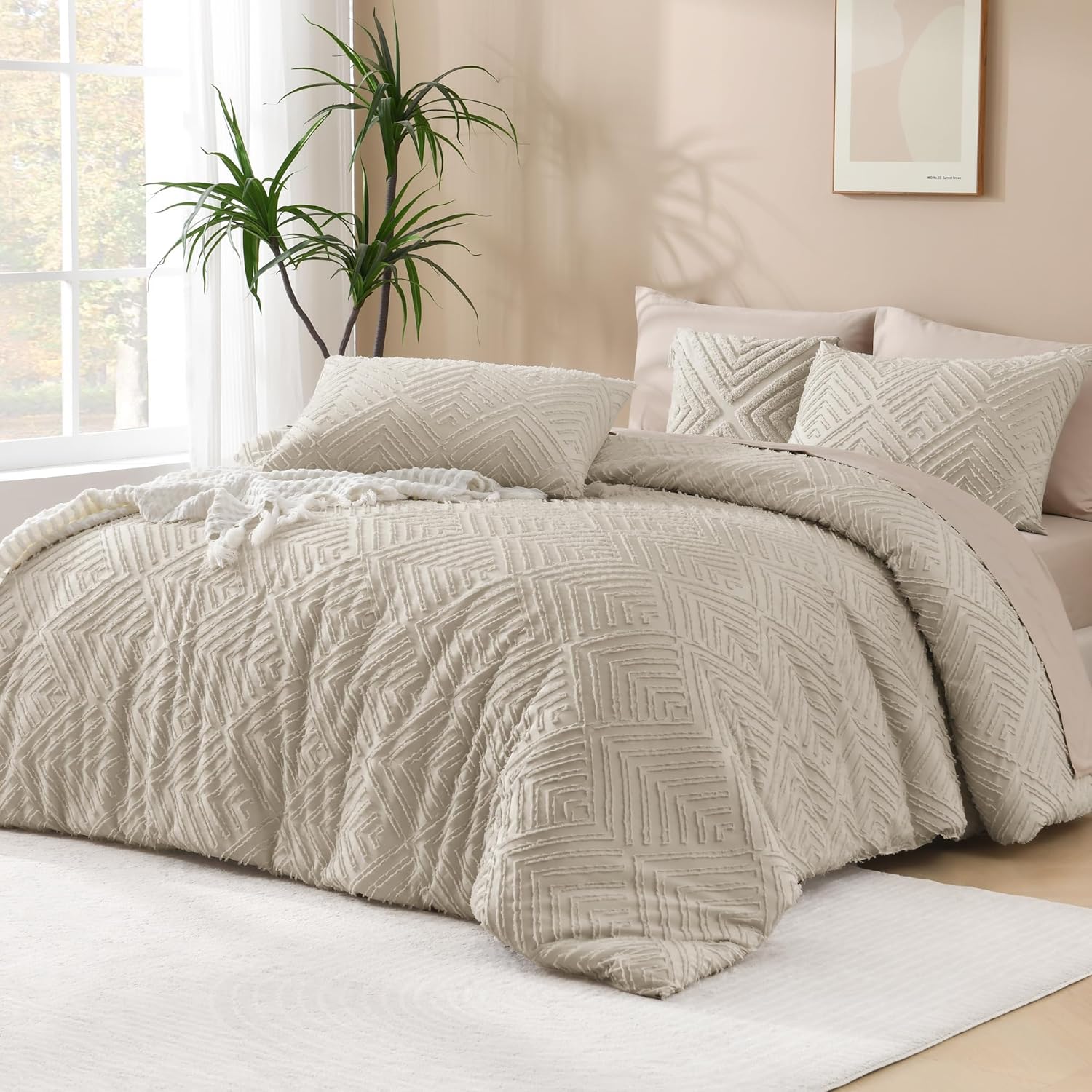 Andency Oatmeal Queen Comforter Set for Cozy All-Season Comfort