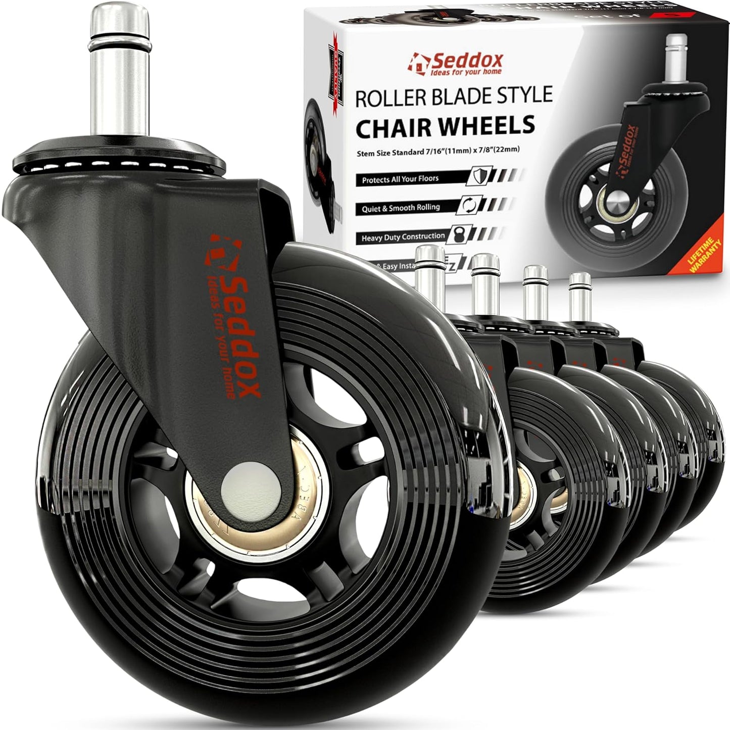 Smooth Seddox Chair Wheels - Wood & Carpet Safe!