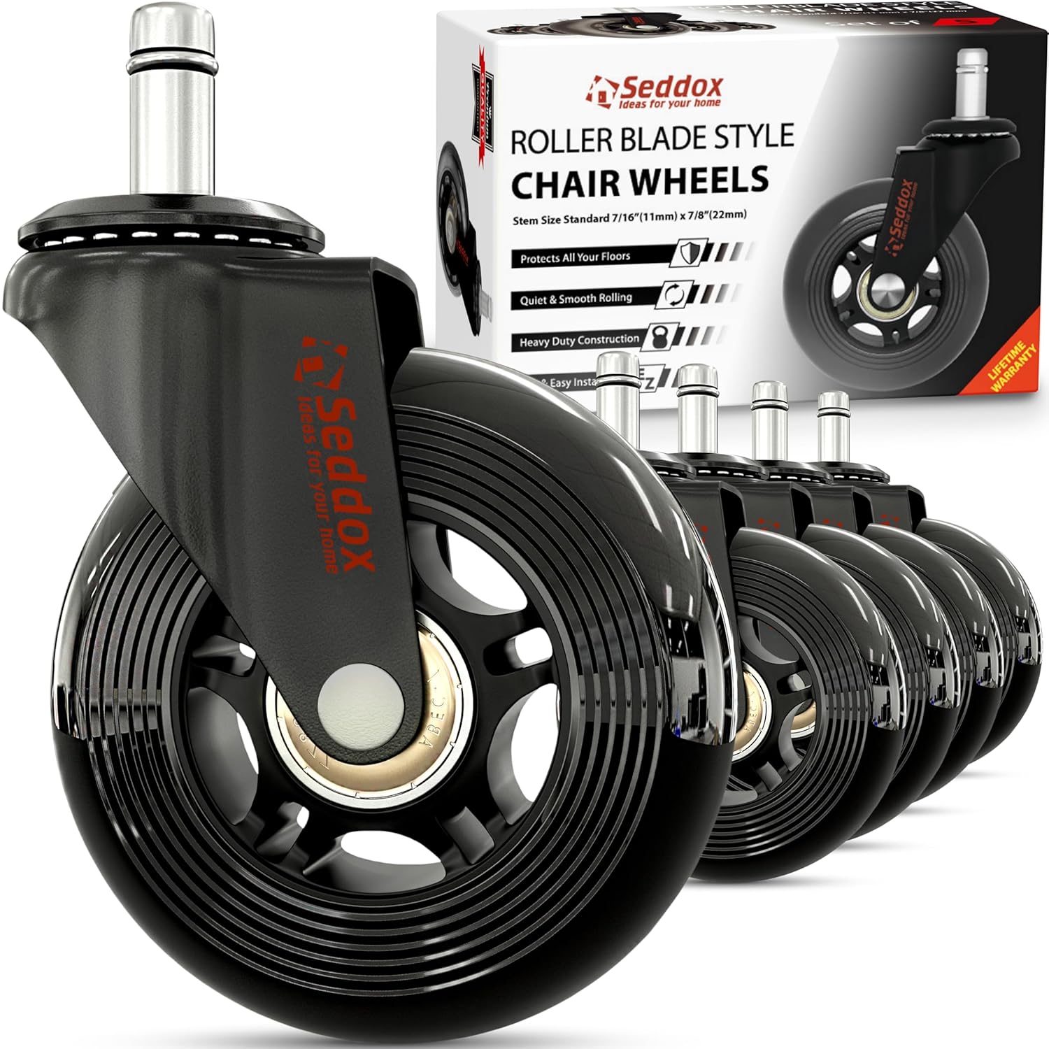 Smooth Seddox Chair Wheels - Wood & Carpet Safe!