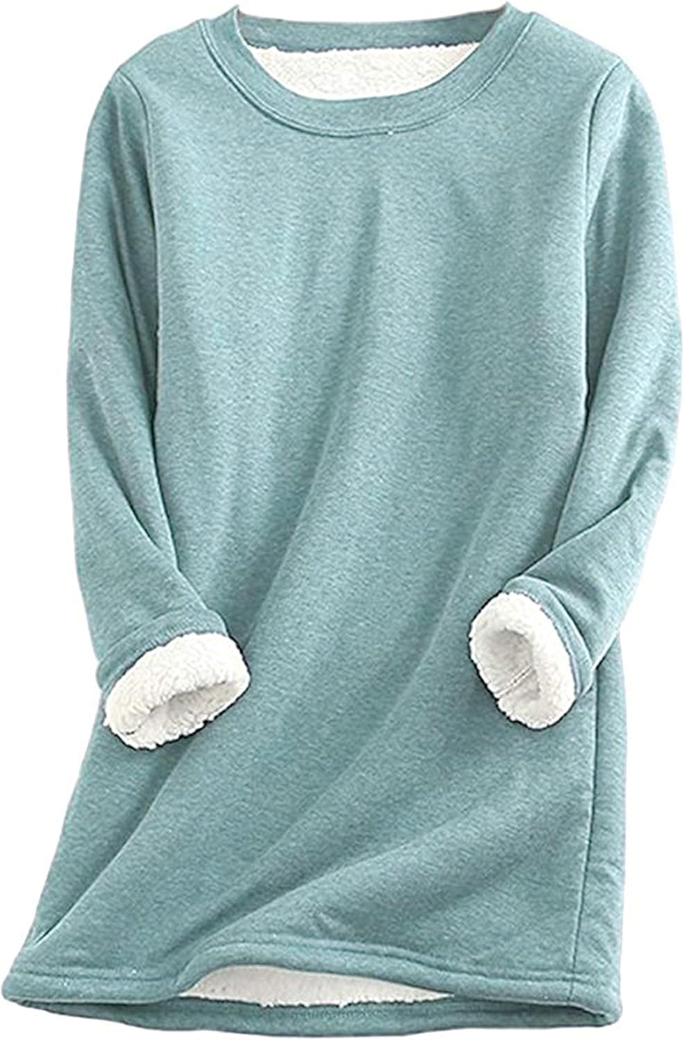 Yeokou Women Warm Sherpa Lined Fleece Crewneck Sweatshirt
