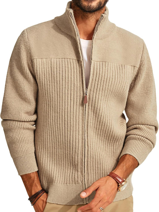 Men's Full Zipper Cardigan Sweater for Stylish Comfort