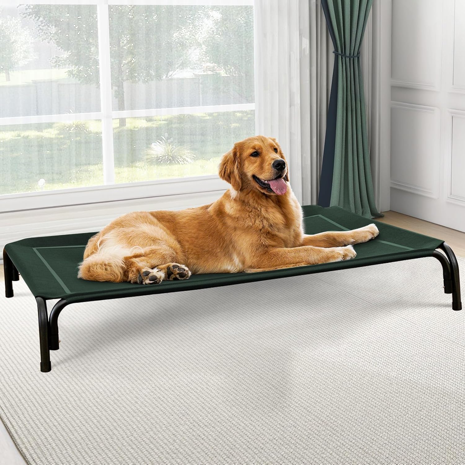 Elevated Dog Bed for Large Dogs - Portable Cooling Pet Cot