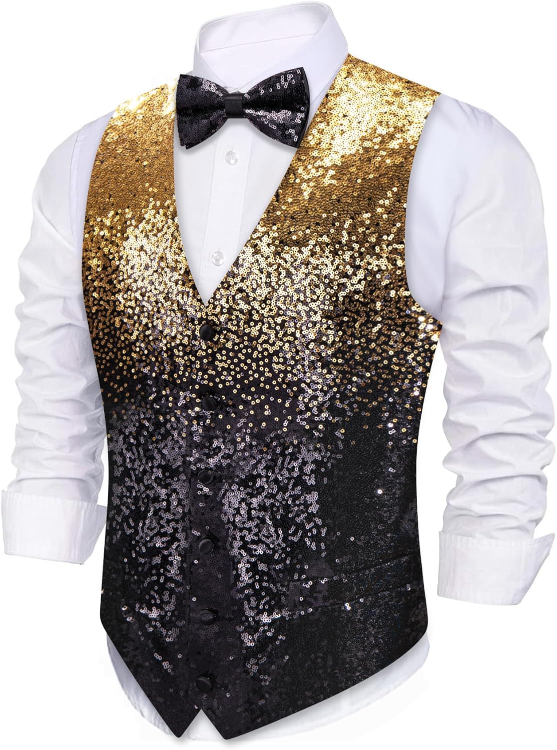 Barry.Wang Mens Sequins Vest for Formal and Leisure Occasions