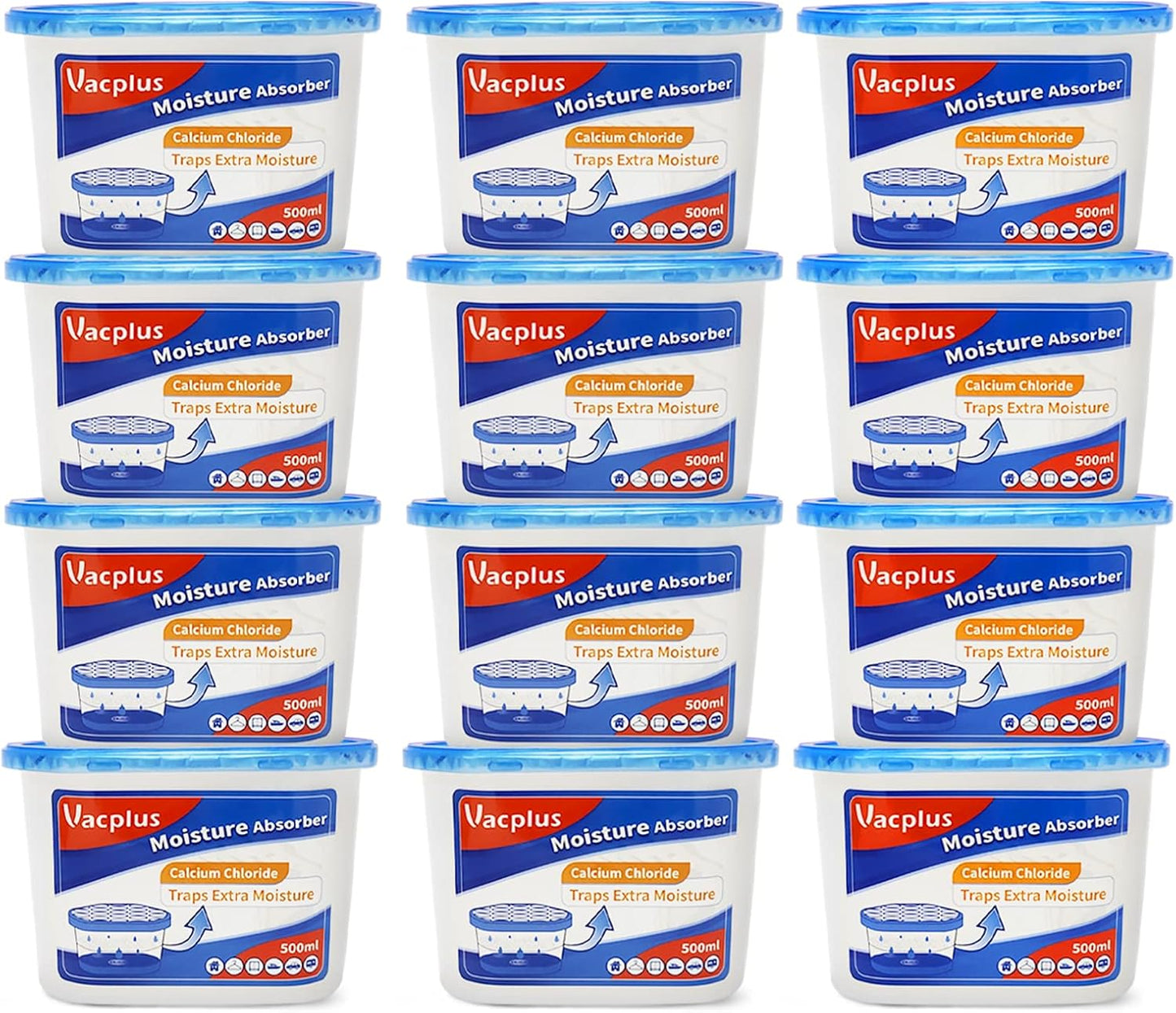 Vacplus Moisture Absorbers 12 Pack for Effective Humidity Control