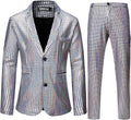 Men's Metallic Shiny Sequin Blazer and Pants 2 Piece Set - Disco Prom