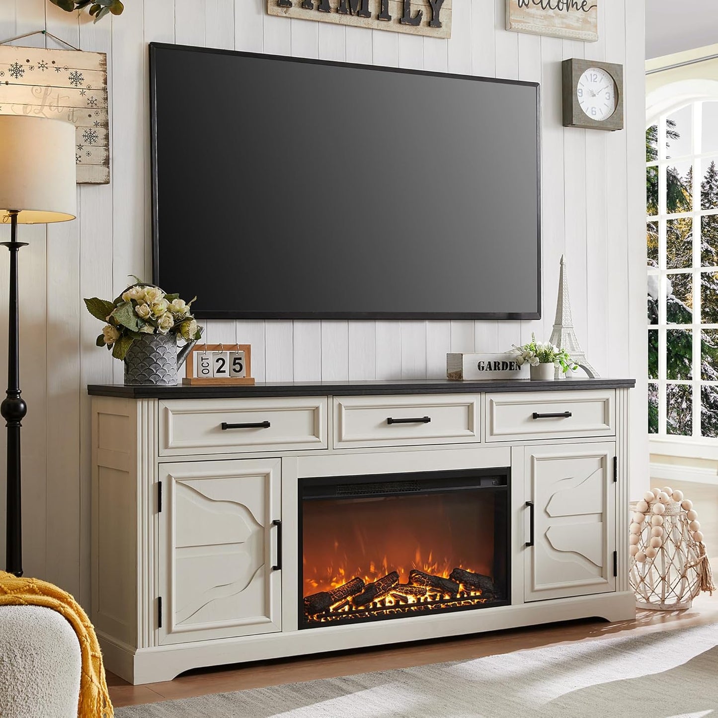 80 Farmhouse Fireplace TV Stand - Elegant Entertainment Center