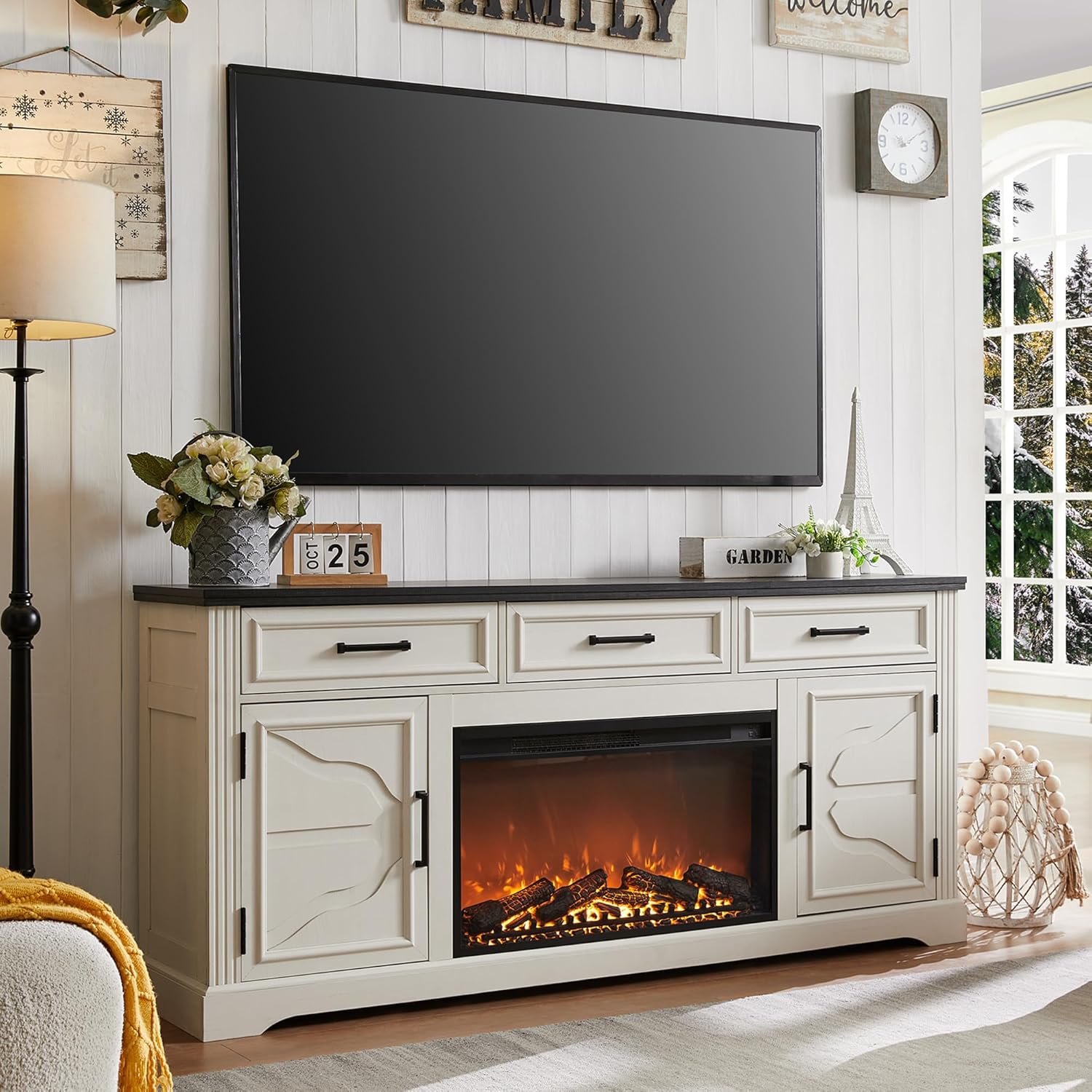 80 Farmhouse Fireplace TV Stand - Elegant Entertainment Center