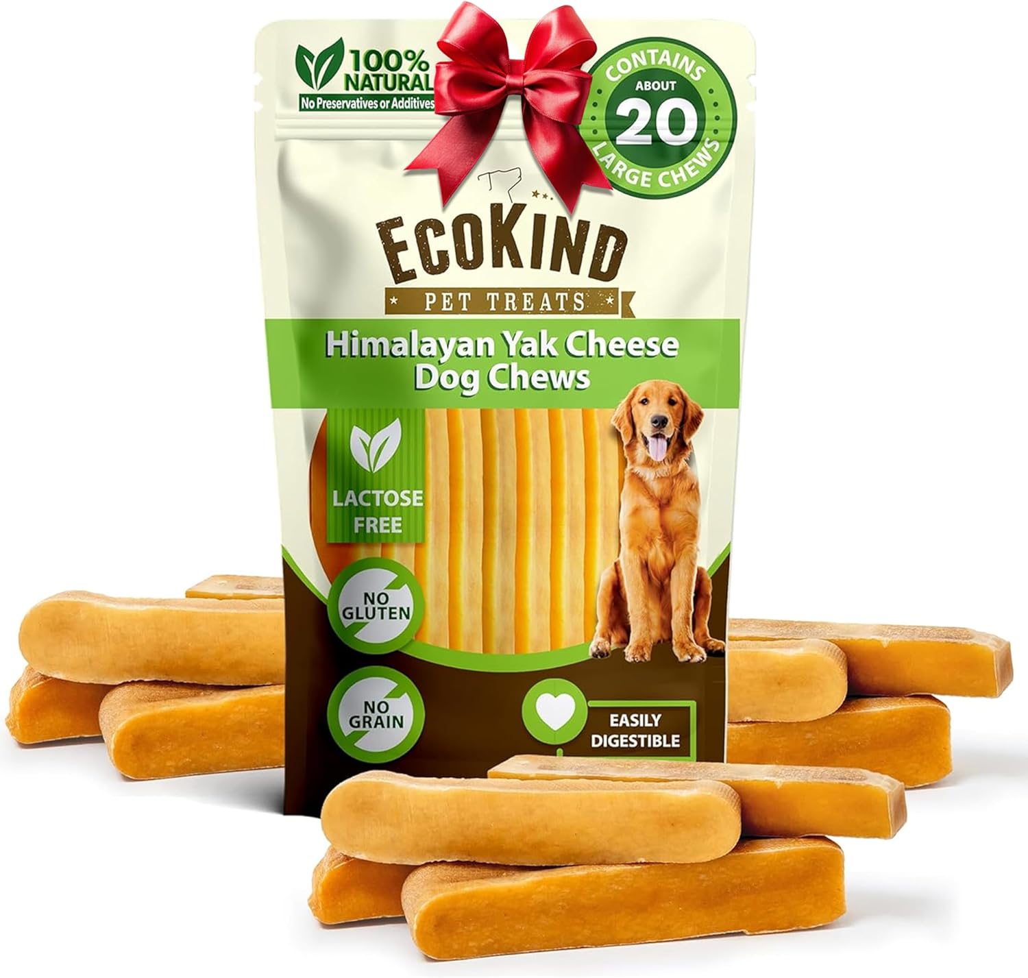 EcoKind Premium Gold Yak Cheese Dog Chews for Large Breeds