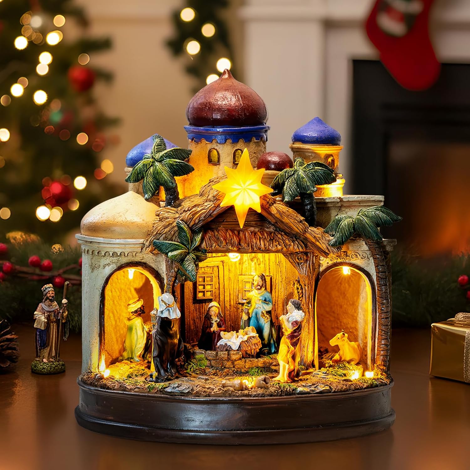 Large Lighted Nativity Scene Collectible Christmas Village Decor