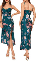 Wedding Guest Dress Spaghetti Strap Satin Midi - Elegant Slip