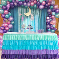 Mermaid Tulle Table Skirt 14ft Tutu Ruffled Chiffon - Bright Rainbow