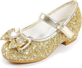 Furdeour Girls Mary Jane Dress Shoes Gold Glitter - Comfortable