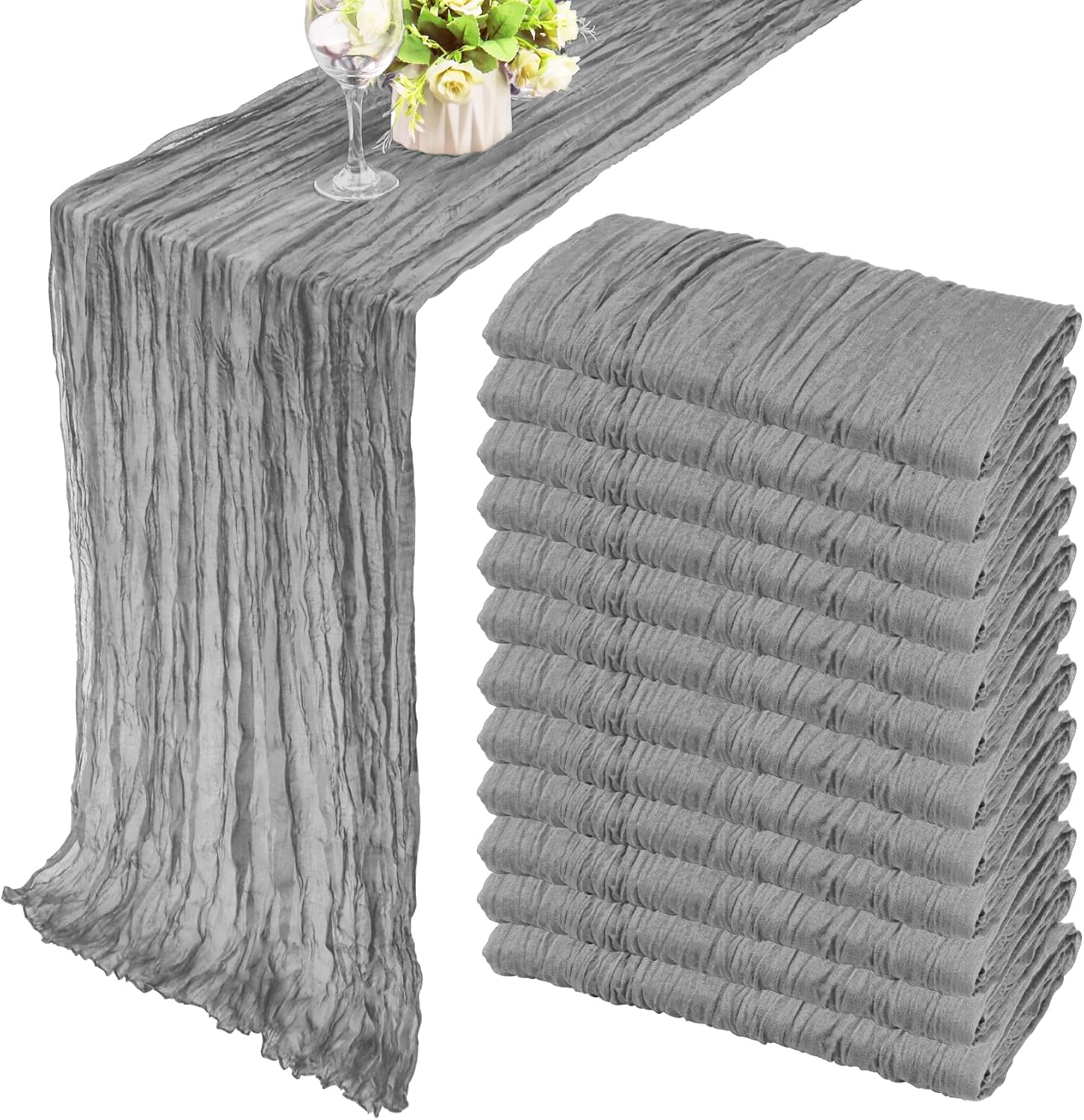 12 Pack 10Ft Cheesecloth Table Runner for Elegant Events