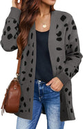 Women's Leopard Print Long Sleeve Open Front Cardigan - Cozy Fall