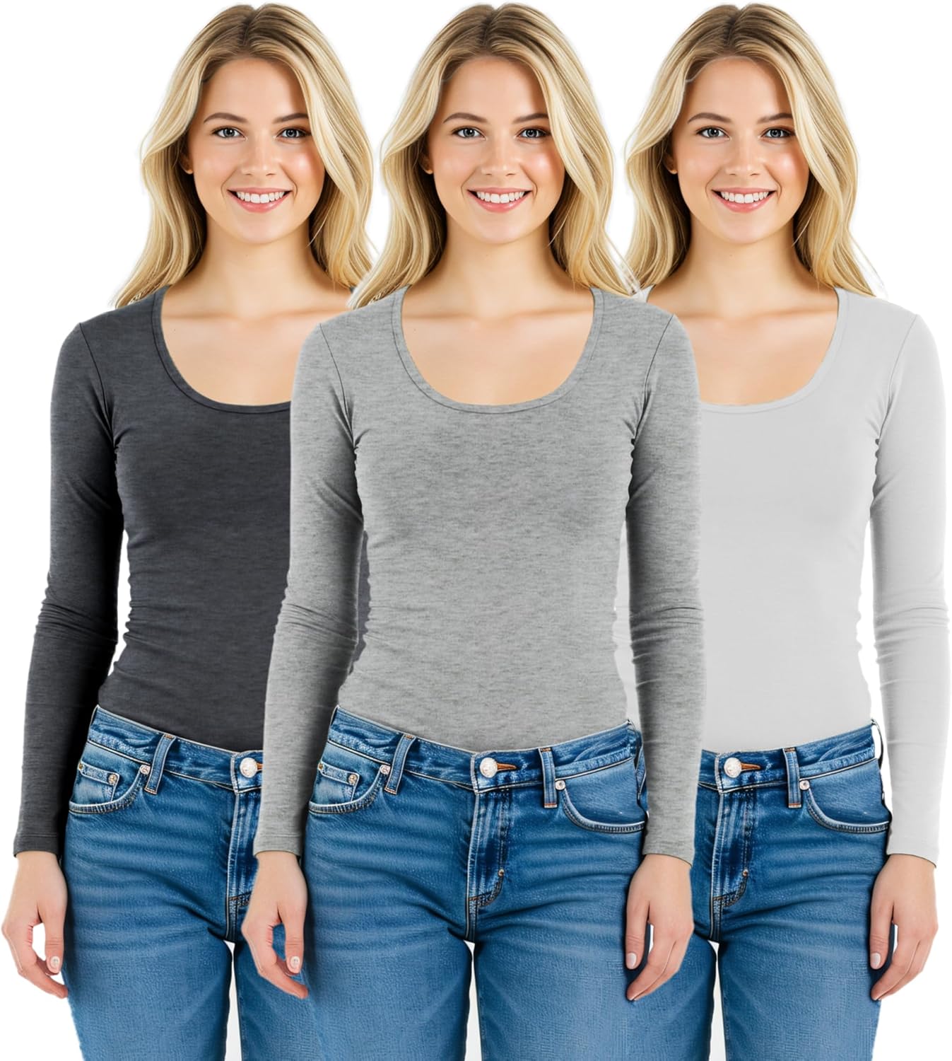 Emmalise Women's Basic Athletic Fit Long Sleeve Tee for Comfort