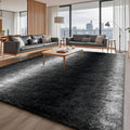 8x10 Shaggy Area Rug Black White Gradient - Soft Plush Living Room Rug