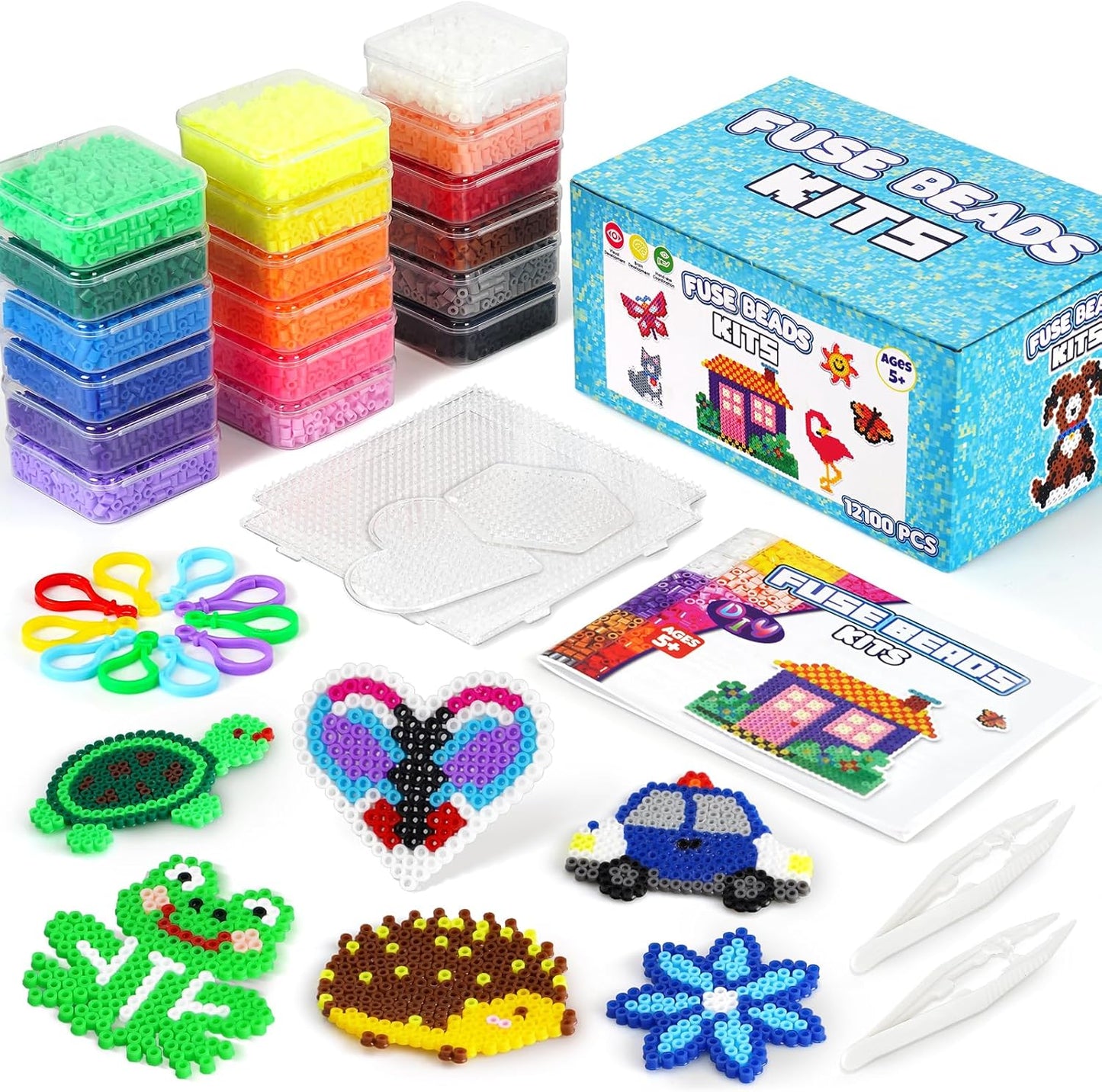 FUNZBO 12000 5mm Fuse Beads Kit for Creative Kids Crafts