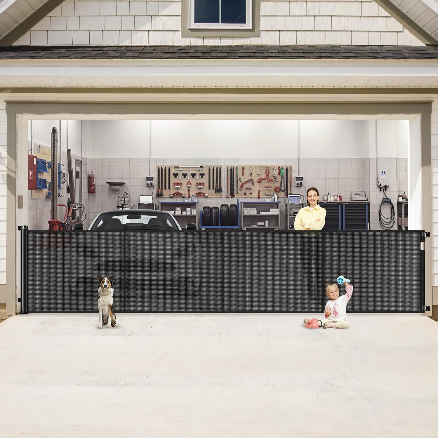 Reinforced 200 Inch Extra Wide Retractable Baby Gate for Safety
