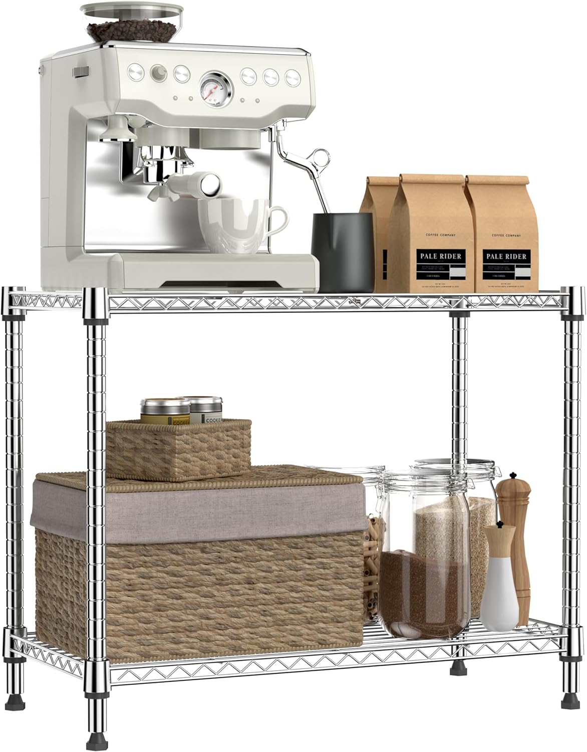 IZEUK 2 Tier Adjustable Metal Storage Shelving Unit for Home
