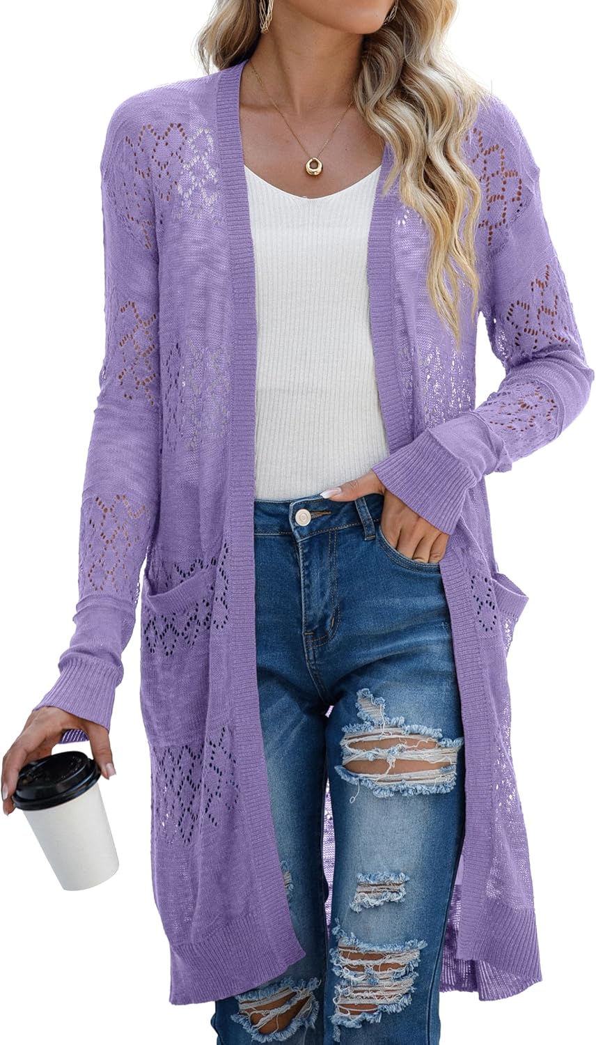 GRECERELLE Womens Lightweight Cardigan with Pockets for All Seasons