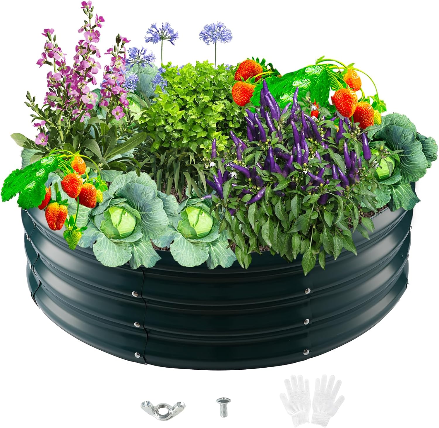 Durable Round Steel Raised Garden Bed for Vegetables and Herbs