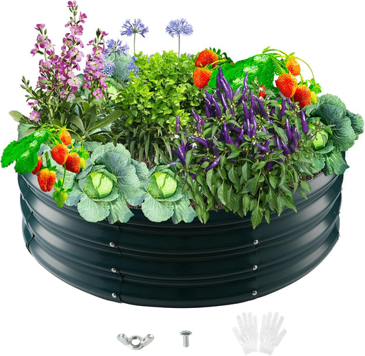 Durable Round Steel Raised Garden Bed for Vegetables and Herbs