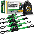 Strapinno Retractable Ratchet Straps 1 in x 10 ft (Green)