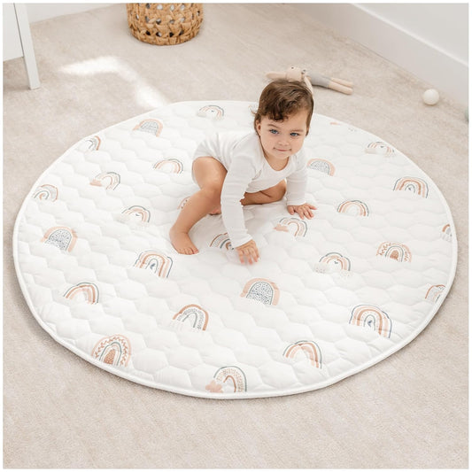 Comfy Cubs Round Kids Play Mat - Soft Quilted Baby Mat