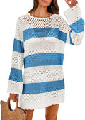 ANRABESS Crochet Swim Cover Up Beach Dress - Sheer Knit Mini
