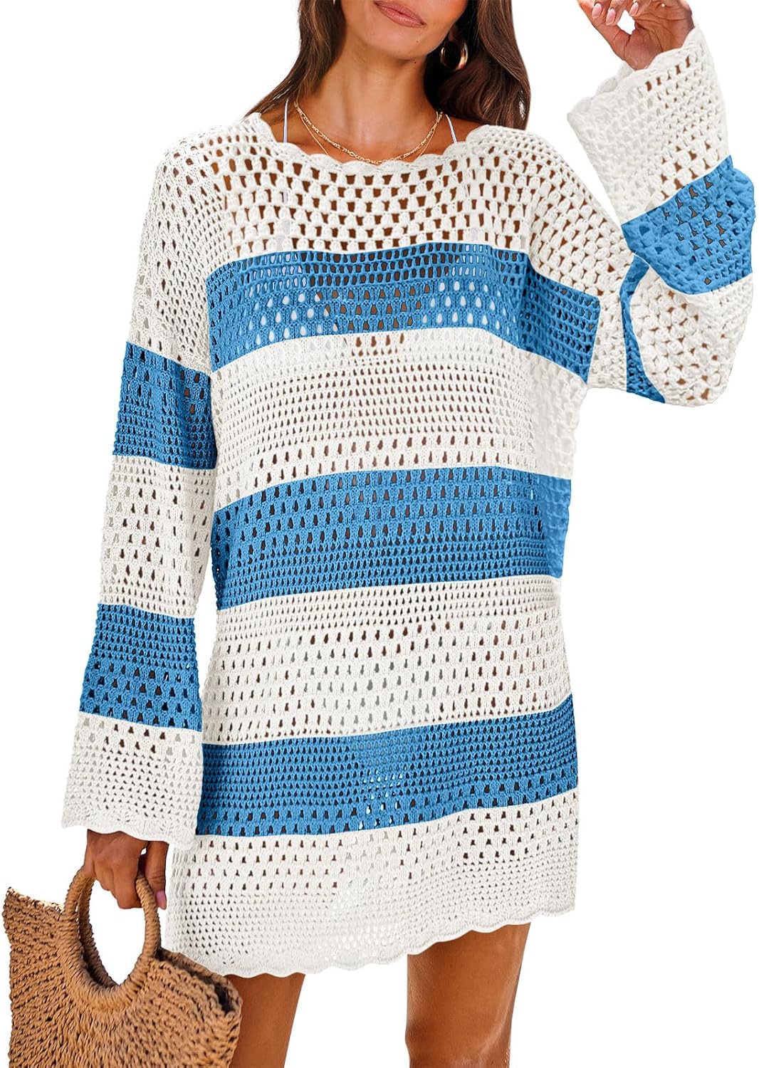 ANRABESS Women Swimsuit Crochet Swim Cover Up for Summer Fun