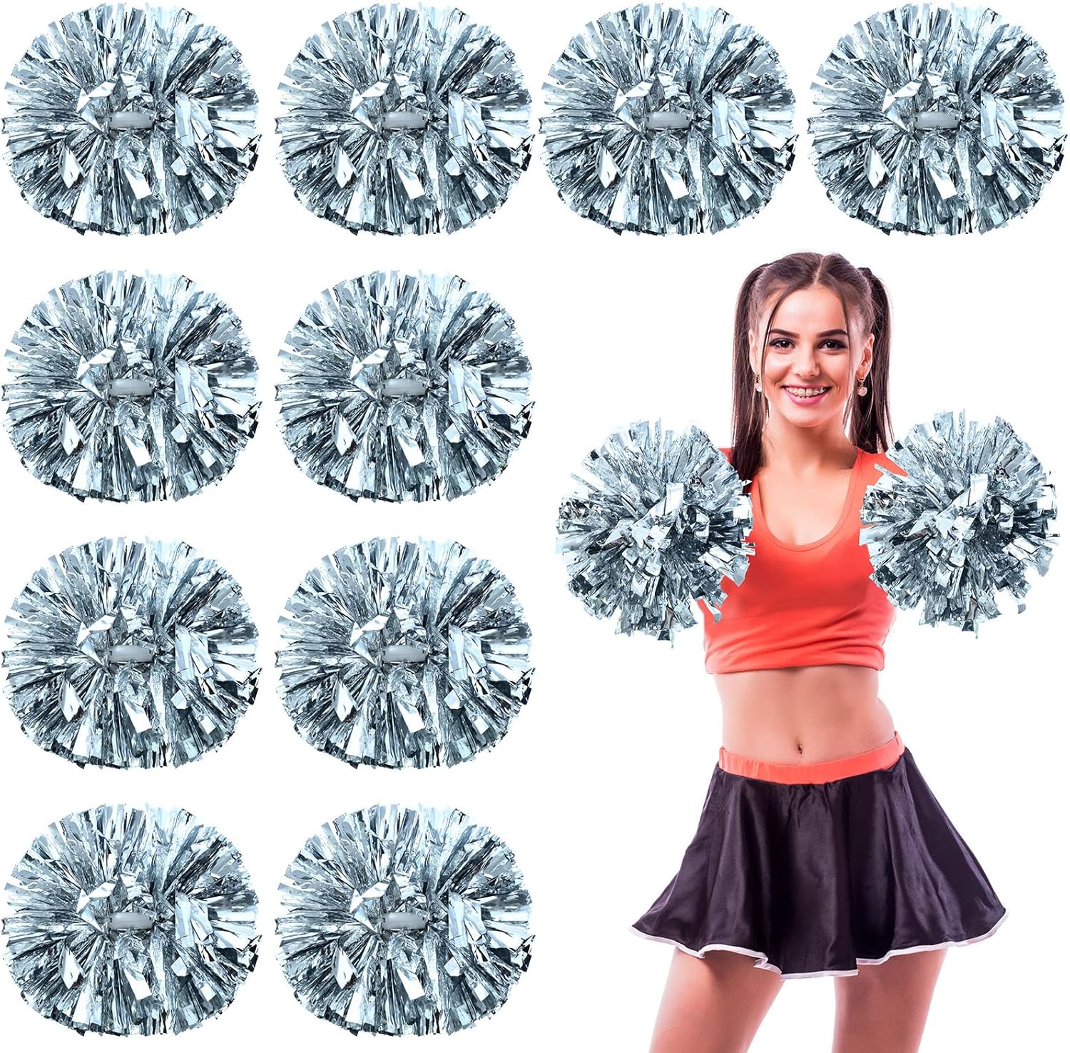 12pcs Cheerleading Pom Poms Bulk for Spirit Game and Dance