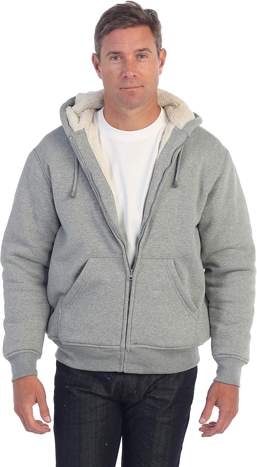 Gioberti Men's Soft Heavyweight Sherpa Lined Fleece Hoodie Jacket