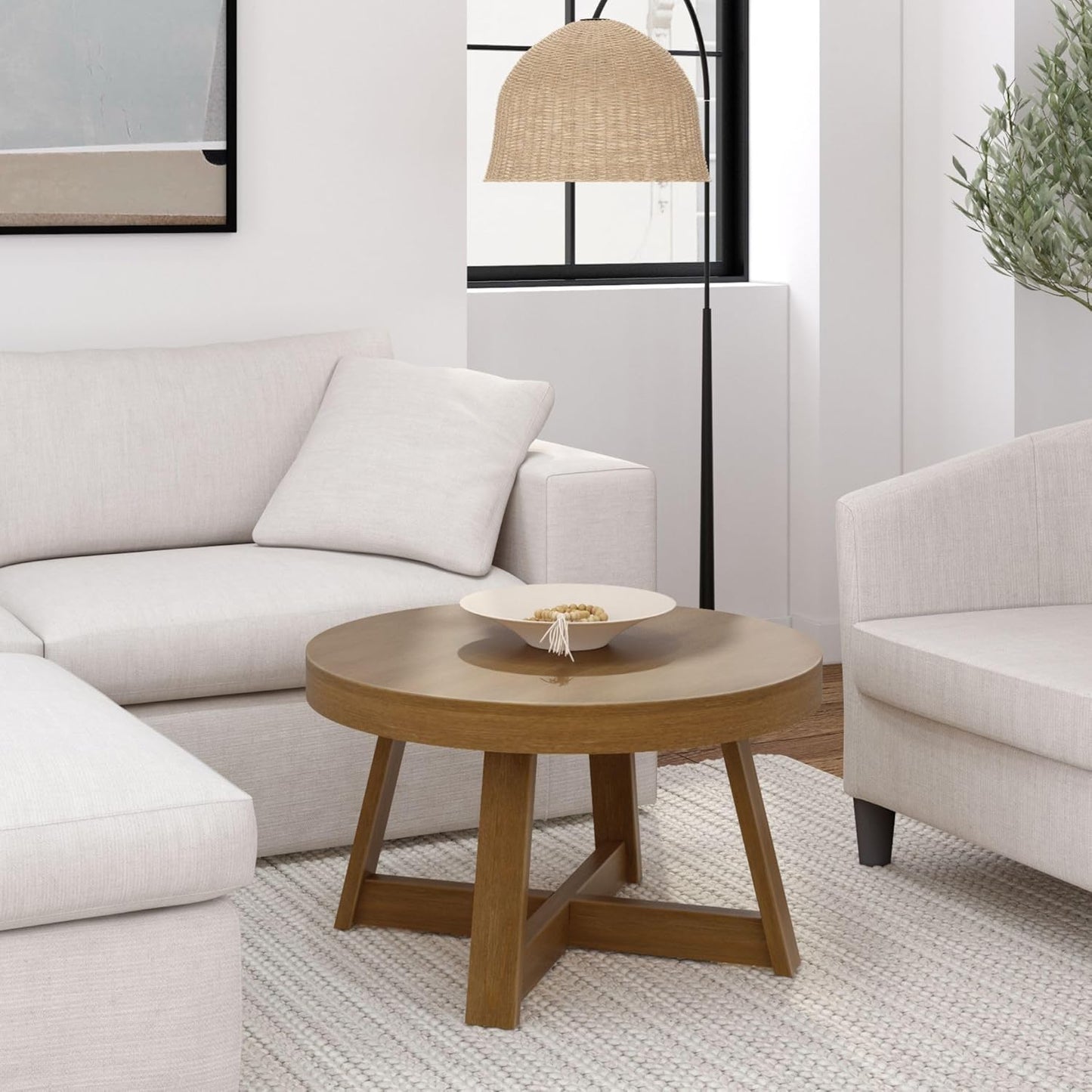 Farmhouse 30in Rustic Coffee Table for Small Spaces