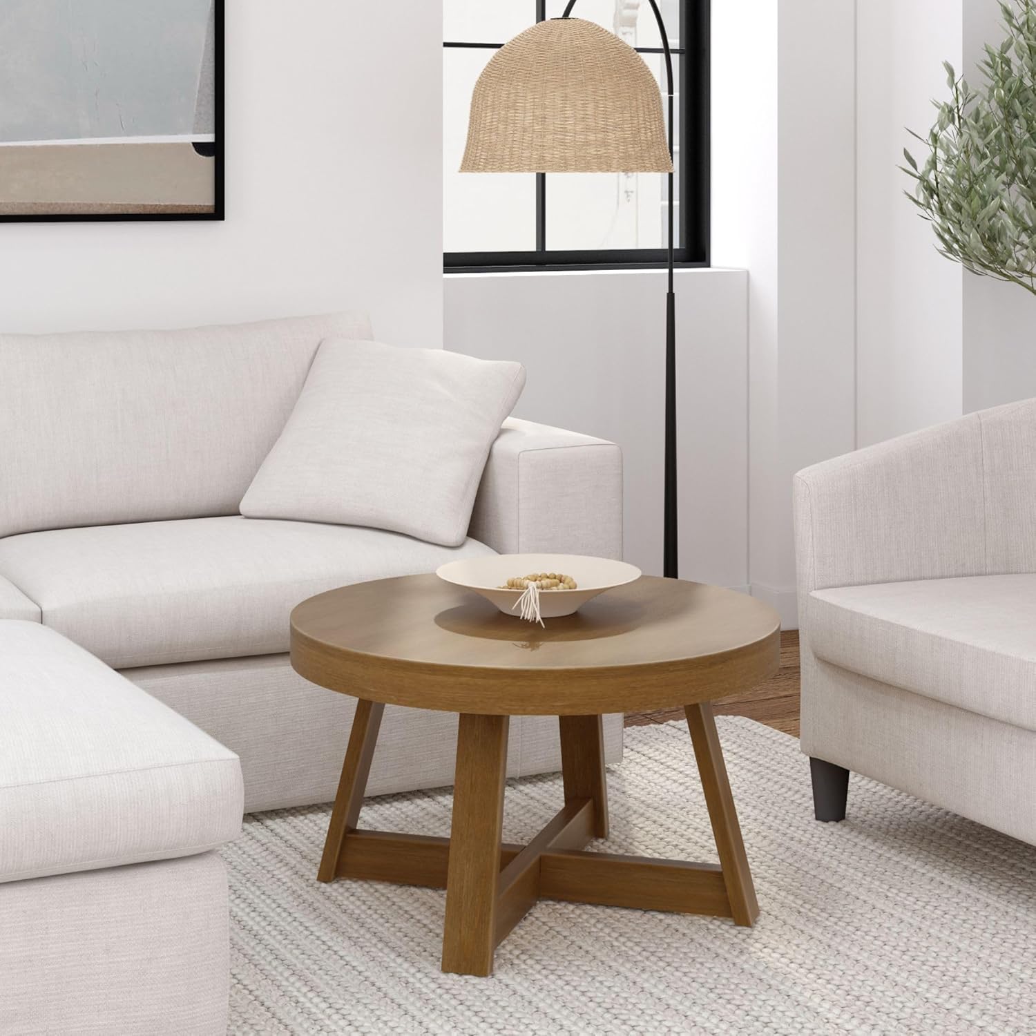 Farmhouse 30in Rustic Coffee Table for Small Spaces