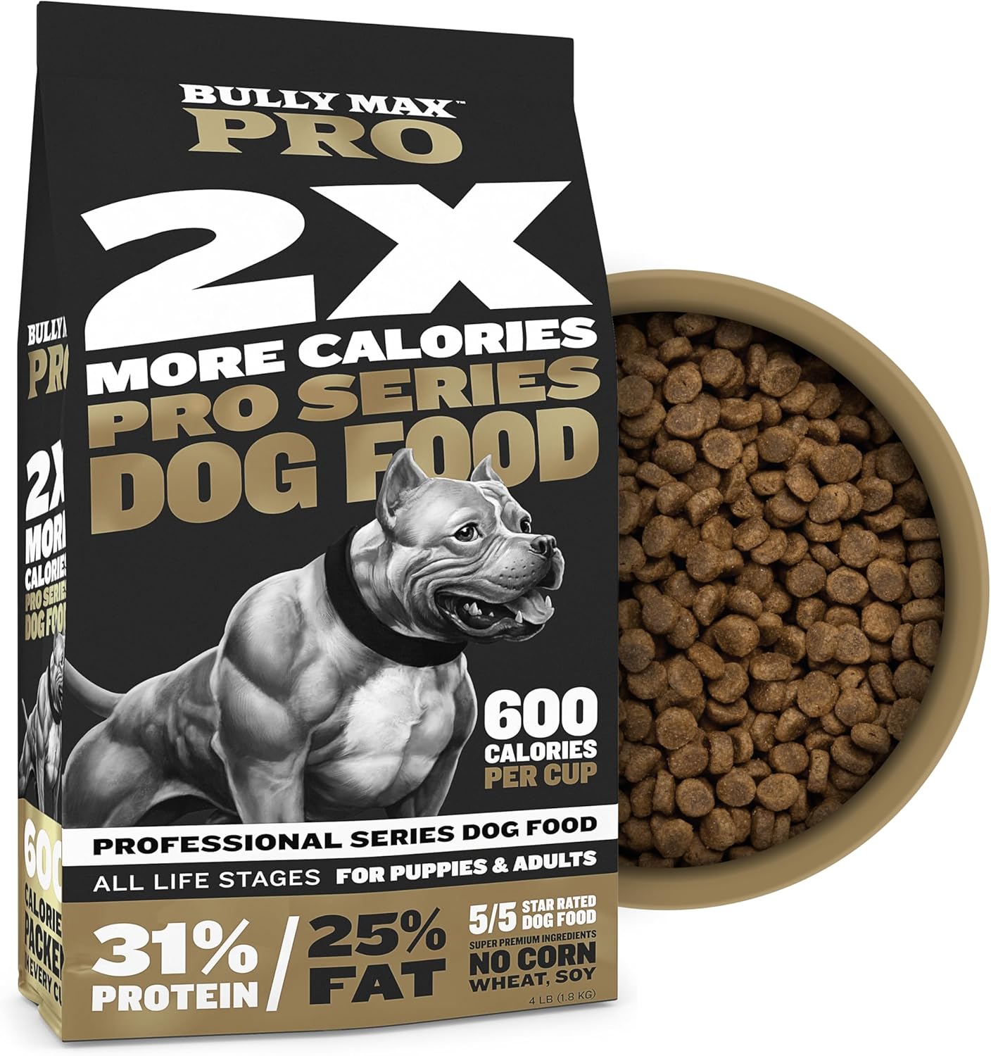 Bully Max Pro 2X High Calorie Dog Food for Healthy Weight Gain