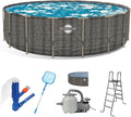 Sunneday 18 ft Round Heavy-Duty Frame Above Ground Pool - Quick Setup