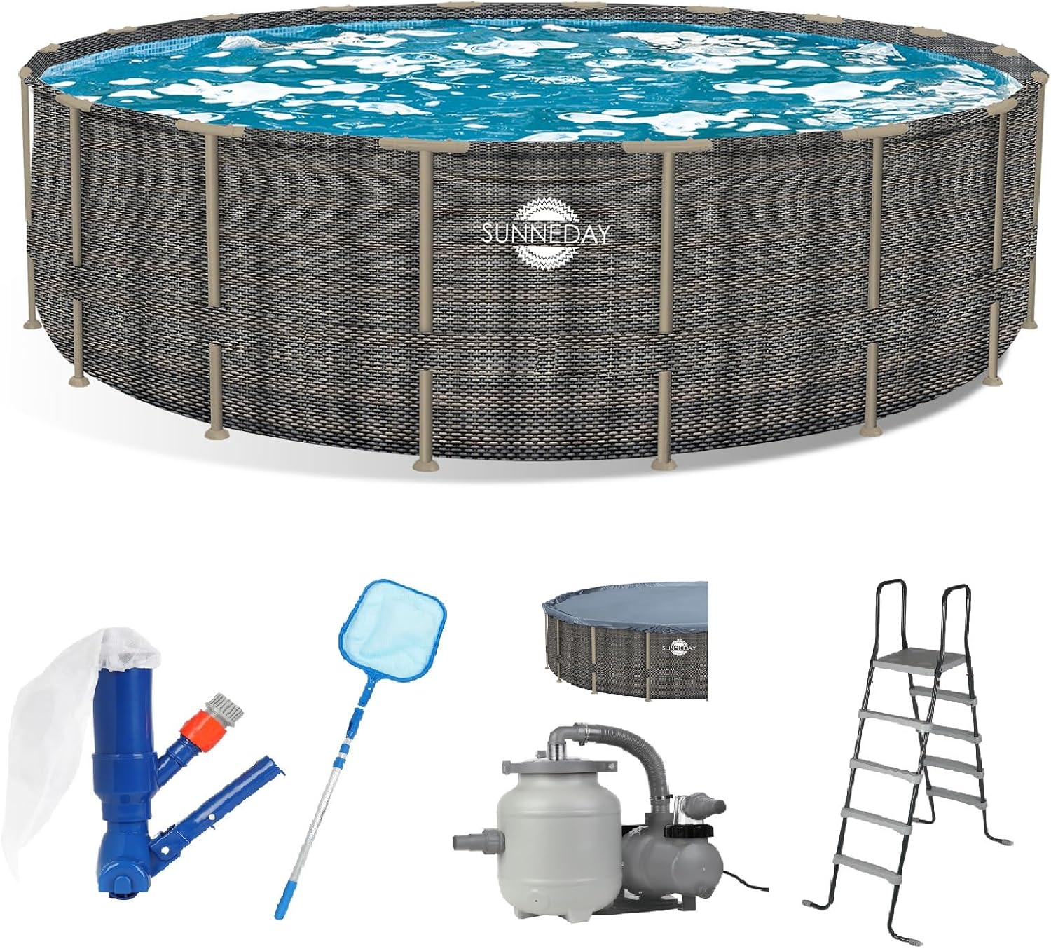 Sunneday 18ft52in Heavy-Duty Frame Above Ground Pool Set