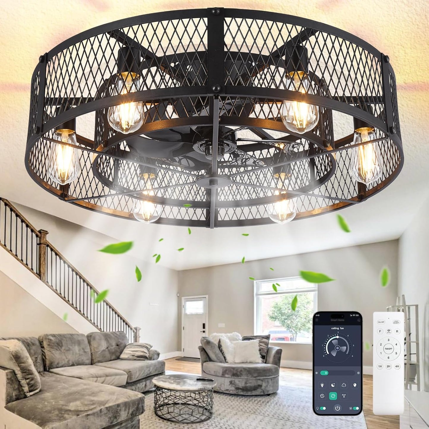 Depuley Caged Ceiling Fans with Light: Stylish 26 in Fandelier