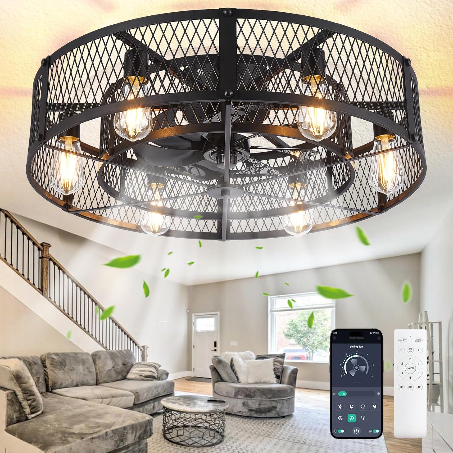 Depuley Caged Ceiling Fans with Light: Stylish 26 in Fandelier