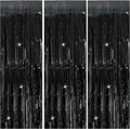 3 Pack Black Party Streamers Backdrop Tinsel Fringe Curtains - Festive