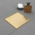 Square Shower Drain 6 in Brushed Gold 304 Stainless Steel - Tile