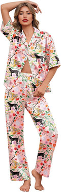 Silk Satin Pajamas Set Women Short Sleeve Pj Sets - Soft Loungewear on