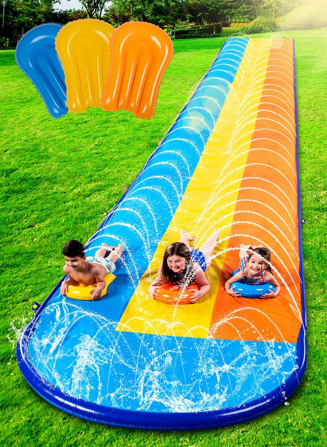 Sloosh Triple Water Slide with BodyBoards for Summer Fun