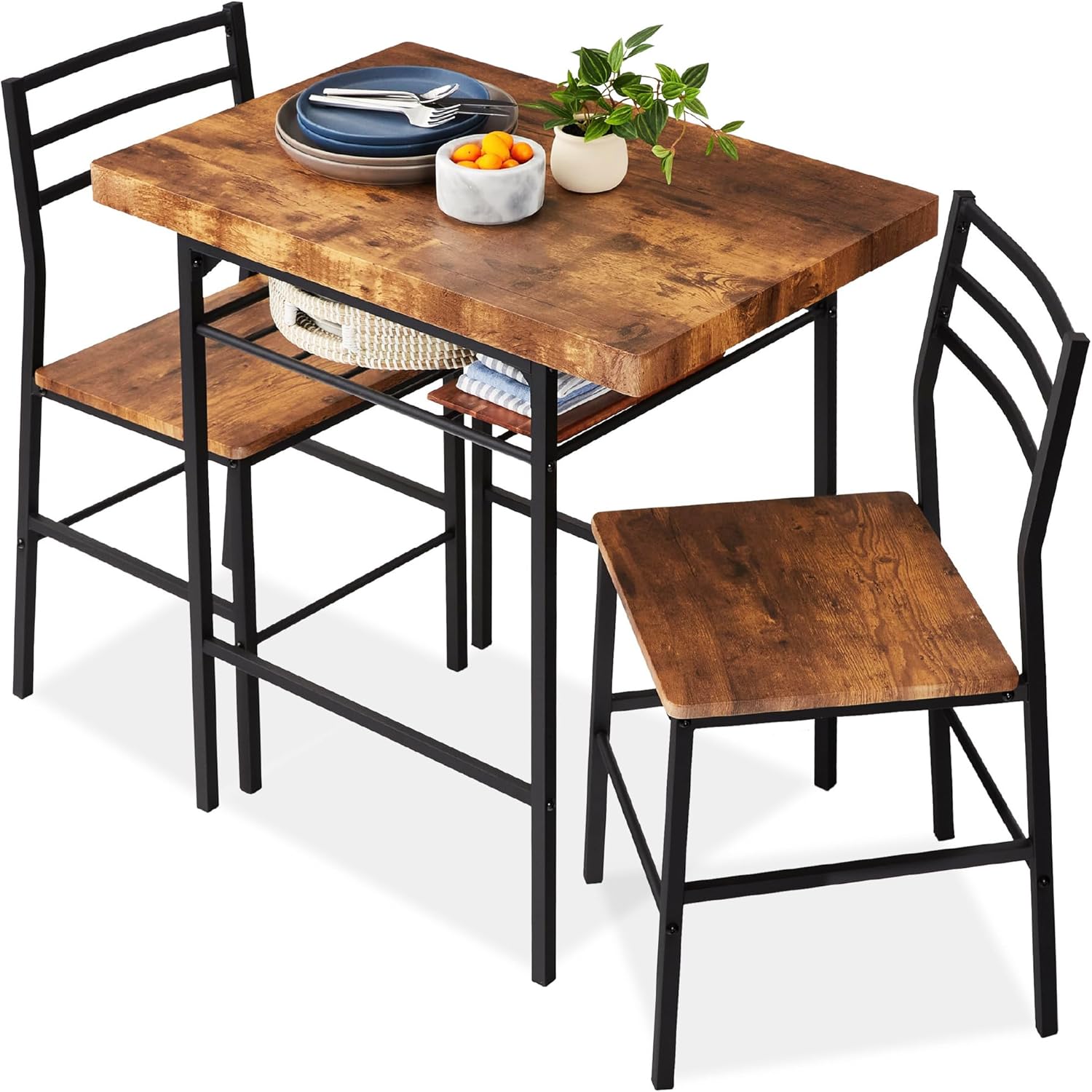 Modern 3-Piece Dining Set with Built-in Storage for Small Spaces