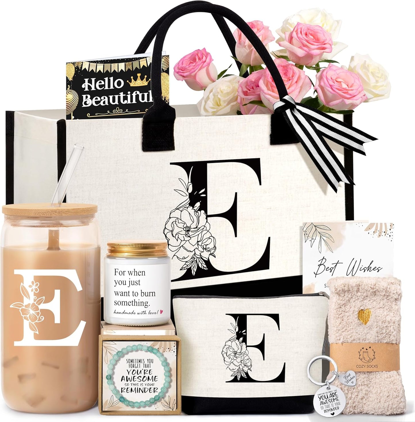 Personalized Birthday Gifts for Women: Monogrammed Tote Bag Set