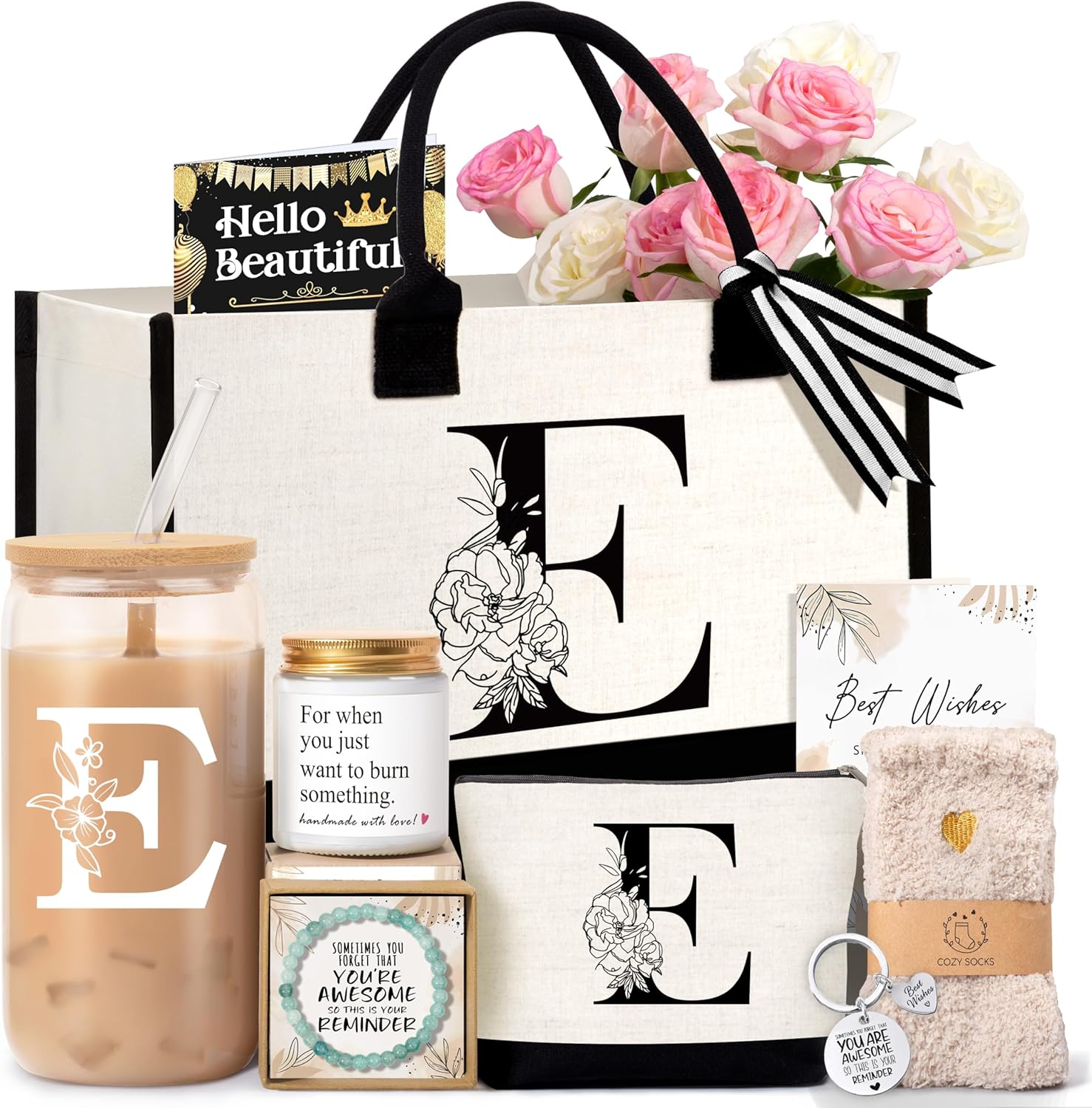 Personalized Birthday Gifts for Women: Monogrammed Tote Bag Set